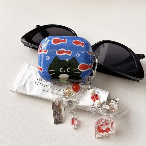 علبة الأذن لـ AirPods 4 ، لطيف TPU Floral Floral Cartoon Cartoon Pattern Governes Wover ، متوافق مع AirPods Generation For Women Girls (CAT) in Kuwait
