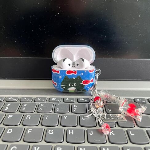 علبة الأذن لـ AirPods 4 ، لطيف TPU Floral Floral Cartoon Cartoon Pattern Governes Wover ، متوافق مع AirPods Generation For Women Girls (CAT) in Kuwait