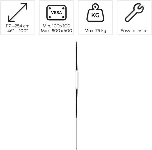 HAMA FISTER TV WALL MOUNT لضمان 10 سنوات (MOUNT WALL TV TV FLAT ، 75 كجم كحد أقصى ، قوي ، لشاشات LCD/LED/OLED/PLASMA من 81 سم إلى 191 سم (32 إلى 75 ") ، Vesa Max 400 × 400) أسود in Kuwait