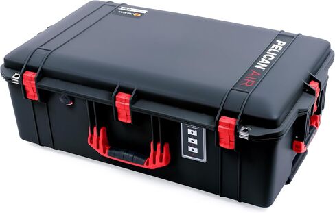 Pelican 1595 Case by ColorCase - Black - Large Sized Waterproof Case with Grey Padded Dividers & Mesh Lid Organizer - Red Handles & Latches in Kuwait