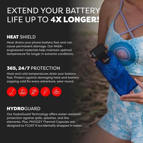 PHOOZY XP3 Thermal Phone Case with Patented Chromium Barrier - Insulated Pouch Extends Battery Life 4X in Hot Weather - Military-Grade Protection for Outdoor Adventures - Large Black in Saudi Arabia