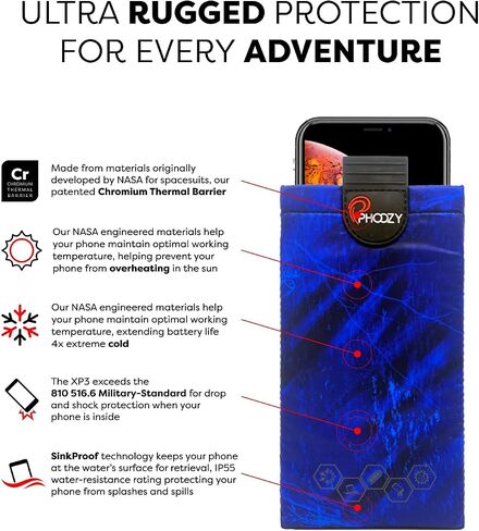 PHOOZY XP3 Thermal Phone Case with Patented Chromium Barrier - Insulated Pouch Extends Battery Life 4X in Hot Weather - Military-Grade Protection for Outdoor Adventures - Large Black in Saudi Arabia