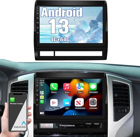 Radio for Tacoma: 4+64G Car Stereo with Bluetooth AM FM Carplay Auto for Toyota Tacoma Truck 2005-2015, 9" Aftermarket Touch Screen Android System Head Unit Play with Backup Camera FMAM GPS for Apple in Saudi Arabia