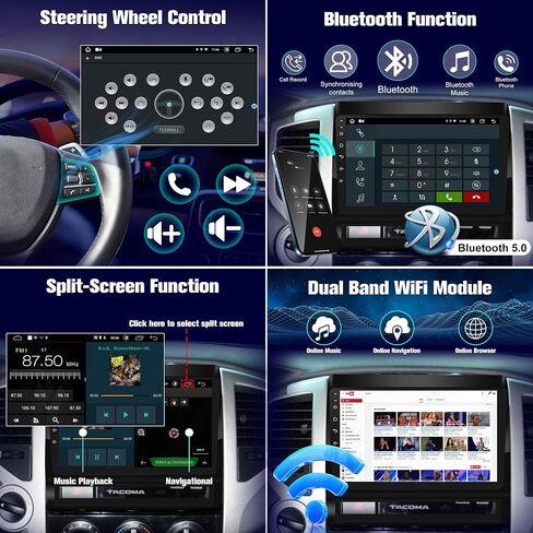 Radio for Tacoma: 4+64G Car Stereo with Bluetooth AM FM Carplay Auto for Toyota Tacoma Truck 2005-2015, 9" Aftermarket Touch Screen Android System Head Unit Play with Backup Camera FMAM GPS for Apple in Saudi Arabia