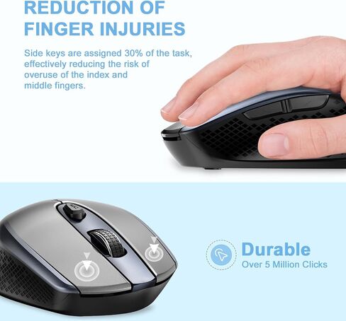 cimetech Wireless Mouse, Silent 2.4G Computer Mice Cordless with 3 Adjustable DPI,Ergonomic Mouse for Laptops, Desktops,PC, Notebook,ChromeBook, Galaxy Book,-Grey in Saudi Arabia