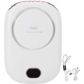 Mini Electric Fan Portable USB Charging Neck Hanging Bladeless Fan for Outdoor Sports Travel (Pink)