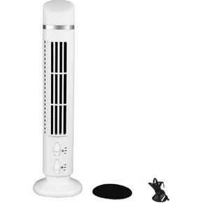 Bladeless Tower Fan Portable USB Desk Fan with Light for Bedroom Office Study Work Energy Saving (Black)