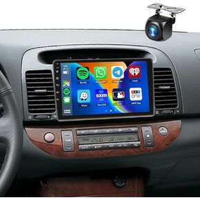 2+64G for Toyota Camry 1997-2003 Car Radio Manual AC with Wireless Carplay/Android Auto,Android Car Stereo 9 Inch Touch Screen GPS Navigation WiFi Bluetooth FM/RDS Mirror Link SWC+ Backup Camera&Mic