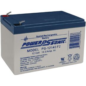 Powersonic PS-12140 - 12 Volt/14 Amp Hour Sealed Lead Acid Battery with 0.250 Fast-on Connector