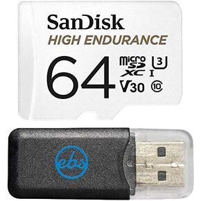SanDisk 64GB High Endurance Video Monitoring Card (SDSDQQ-064G-G46A) Bundle for Dashcam and Surveillance Video with Adapter with (1) Everything but Stromboli (TM) Card Reader