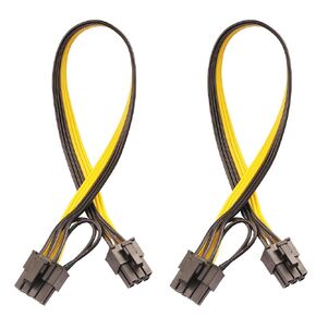 6 Pin Male to 8 Pin (6+2) Male PCI Express GPU Power Supply PCIe Adapter Cable, Computer Suitable Cable(Pack of 2)