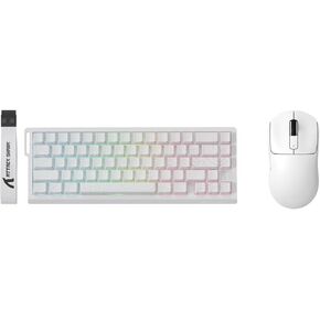 ATTACK SHARK X68PRO HE Mechanical Wireless Gaming Keyboard and X3 Mouse Combo,Magnetic Switch,8K Polling Rate,Hall Effect,Rapid Trigger,PAW3395 Optical Sensor,26K DPI,Lightweight-White