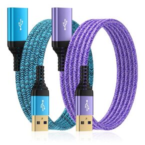 USB Extension Cable 6FT, 2Pack USB Extender USB3.0 Extension Cord Type A Male to Female Extender Cable 5Gbps High Speed Data Transfer for Gamepad,Keyboard,Webcam,Mouse,Camera,Flash Drive,Hard Drive