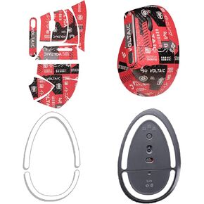 Mouse Grip Tape for Logitech MX Vertical, Rounded Curved Edges Mouse Feet Skates,Self-Adhesive PreCut Sweat-Resistant Professional Mice Upgrade Kit(Foot pad + Red Mouse Grip Tape)