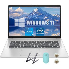 HP 17.3 inch Laptop, Intel Core i3 Processor, Anti-Glare HD+ Display, Intel UHD Graphics, 32GB RAM, 1TB SSD, Windows 11 Home, Webcam, Wi-Fi, Bluetooth, Natural Silver, Alpacatec Accessories