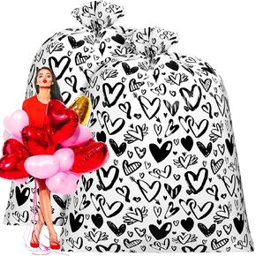 2 Pcs 80 x 60 In Valentine's Day Extra Large Gift Bags Jumbo Bike Gift Bags Oversized Red Heart Large Plastic Gift Bags for Valentines Day, Weddings, Bridal Showers, Anniversary (Red Heart) in Kuwait