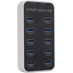 Powered USB 3.0 Hub, 10 Ports USB Data Hub Splitter, 5Gbps Data Transfer USB Docking Station for Laptop, PC, Computer, Compatible with 2003, XP, 7, 8, 10, 11