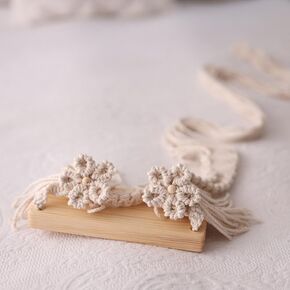الدعائم التصوير الفوتوغرافي DICHA حديثي الولادة ، مقعد Macrame Props Props-Wooden لطلاء الصور ، الدعامة المصنوعة يدويًا مع مقاطع للاستوديوهات الخشب الطبيعي