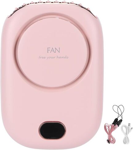 Mini Electric Fan Portable USB Charging Neck Hanging Bladeless Fan for Outdoor Sports Travel (Pink) in Saudi Arabia