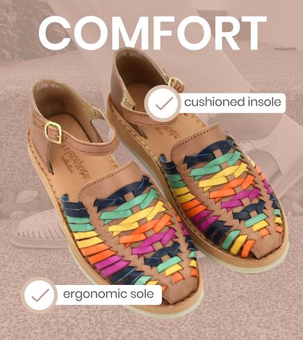 Macarena Collection Womens Shoes Leather Sandals Ankle for Women | Huarache Handmade Mexican Sandals Women | Comfortable & Stylish Womens Sandals 3050 Ankle Strap in Saudi Arabia