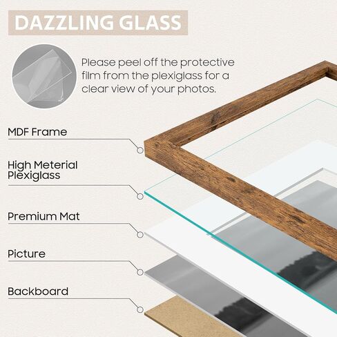 Space Art Deco 9x12 Picture Frame for 6x8 with Mat or 9x12 without Mat - Engineered Wood Photo Frame with Plexiglass - Wall Mounting Photo Frames for Wall or Tabletop Display - Set of 4 in Kuwait