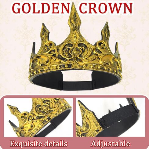 3 Pieces Halloween King Prince or Queen Robe Red Cloak Cape Crown Wand Costume Set with King Crown Headband in Saudi Arabia