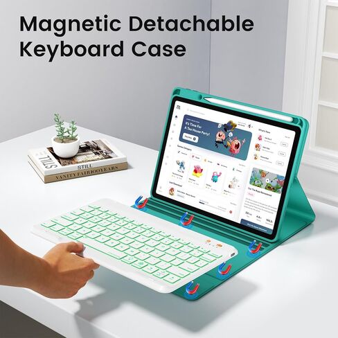 iPad Pro 12.9 inch Case with Keyboard Compatible for iPad 12.9-inch 2022/2021/2020 (6th/5th/4th Gen) with Pencil Holder,Smart Folio Tablet Cover with 7 Color Backlit Detachable Wireless Keyboard in Kuwait