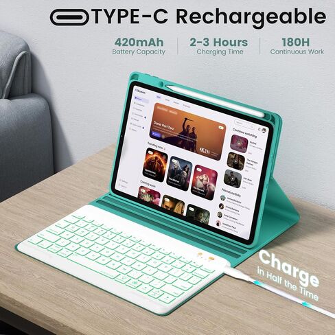 iPad Pro 12.9 inch Case with Keyboard Compatible for iPad 12.9-inch 2022/2021/2020 (6th/5th/4th Gen) with Pencil Holder,Smart Folio Tablet Cover with 7 Color Backlit Detachable Wireless Keyboard in Kuwait