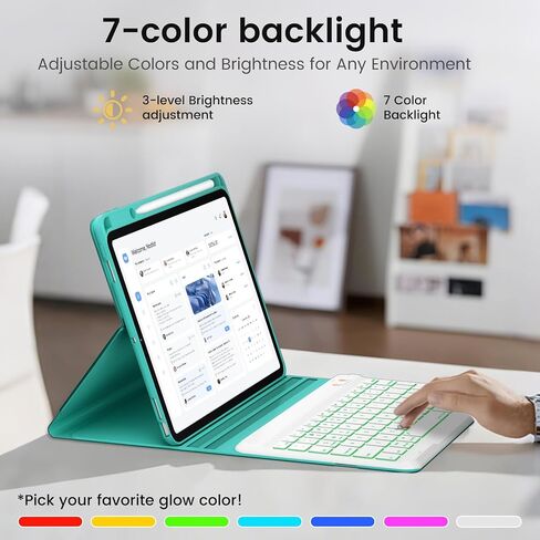 iPad Pro 12.9 inch Case with Keyboard Compatible for iPad 12.9-inch 2022/2021/2020 (6th/5th/4th Gen) with Pencil Holder,Smart Folio Tablet Cover with 7 Color Backlit Detachable Wireless Keyboard in Kuwait