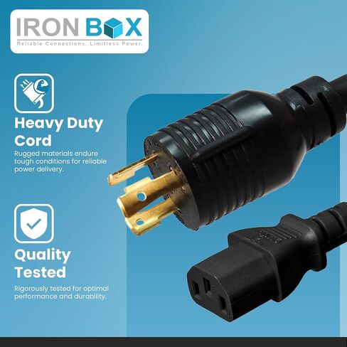 Ironbox Electric NEMA L6-30P إلى C13 سلك الطاقة - 15A ، 250V ، 14/3 SJT - توصيل الطاقة والكابلات المدرجة في UL - مزود الطاقة الثقيلة لمراكز البيانات ، PDU ، الأجهزة ذات الطاقة العالية ، المولدات وأكثر من ذلك (10 أقدام) in Kuwait