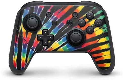 Skinit Decal Gaming Skin Compatible with Nintendo Switch Pro Controller - Officially Licensed Liquid Blue Tie Dye - Rainbow Design in Saudi Arabia