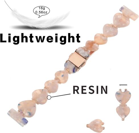 Abanen 20mm Resin Heart-Shaped Watch Band for Garmin Vivoactive 5 / Venu 2 Plus/Venu Sq, Lightweight Adjustable Wrist Strap with Foldover Clasp for Garmin Approach S50 in Saudi Arabia