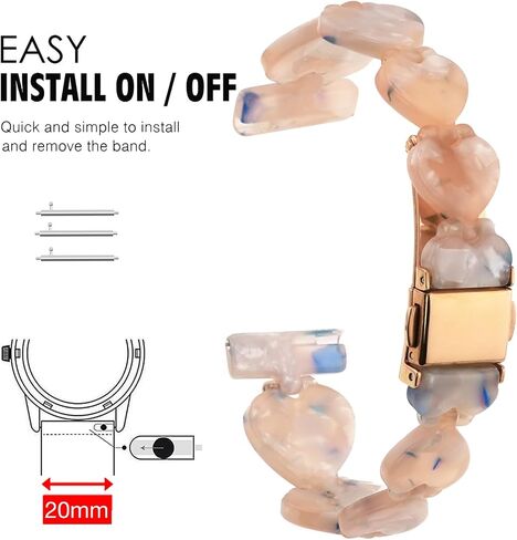 Abanen 20mm Resin Heart-Shaped Watch Band for Garmin Vivoactive 5 / Venu 2 Plus/Venu Sq, Lightweight Adjustable Wrist Strap with Foldover Clasp for Garmin Approach S50 in Saudi Arabia