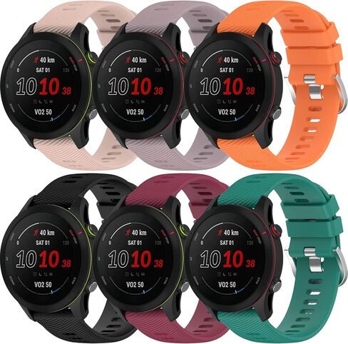 نطاقات 18 ملم متوافقة مع Garmin Forerunner 255s/Forerunner 265S/Venu 3S/Vivoactive 4S Watch Silic Silicone Colorful Colorful Frefor in Kuwait