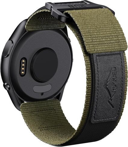 ANCOOL for Garmin Venu 3/Venu 2 Watch Band/Vivoactive 4/Forerunner 265/255 Band, 22mm Nylon Watch Band for Galaxy Gear S3 Frontier/Watch 3 45mm/Watch 46mm Bands for Men Women, Black/Green in Kuwait