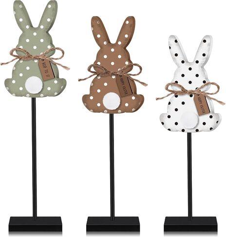Burbell 3 Pcs St Patrick's Day Table Decorations Irish Wood Shamrock Tabletop Decor Green Lucky Clover Block Sign Tall Standing Freestanding St Patrick Centerpiece for Table Home Party(Rabbit) in Kuwait