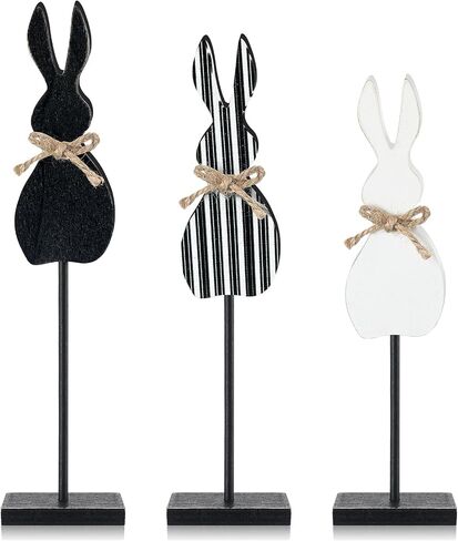 Burbell 3 Pcs St Patrick's Day Table Decorations Irish Wood Shamrock Tabletop Decor Green Lucky Clover Block Sign Tall Standing Freestanding St Patrick Centerpiece for Table Home Party(Rabbit) in Kuwait