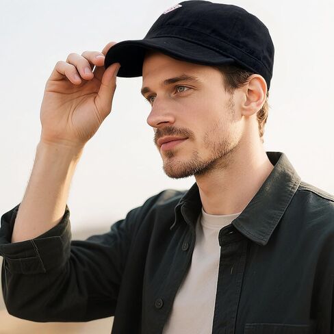 Croogo Soft Short Brim Baseball Cap Cotton Trucker Hat Men Adjustable Flat Strapback Dad Hats Flip Up Short Bill Cap Unisex in Saudi Arabia