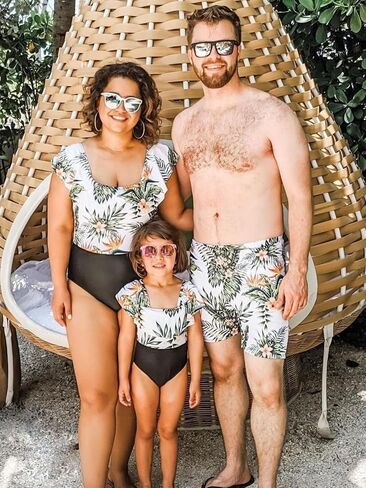 IFFEI Mommy and Me Swimsuit Pineapple Printed One Piece Family Matching Swimwear Boys 4-5 Years in Kuwait