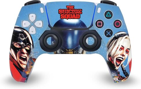 تصاميم قضية الرأس مرخصة رسميًا The Suicide Squad 2021 Poster Poster Poster Vinyl Gaming Skin Mecal متوافق مع Sony PlayStation 5 PS5 Pro Disc Edition Console & DualSense Controller in Saudi Arabia