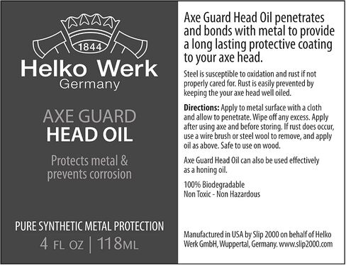 1844 Helko Werk Germany Axe Guard Protective Head Oil - 1 Oz. - Biodegradable & Eco Friendly Honing, Sharpening and Protective Axe Oil - Protect axe head from rust (AxeGuard Head Oil 1oz), HNALP3-1oz in Kuwait