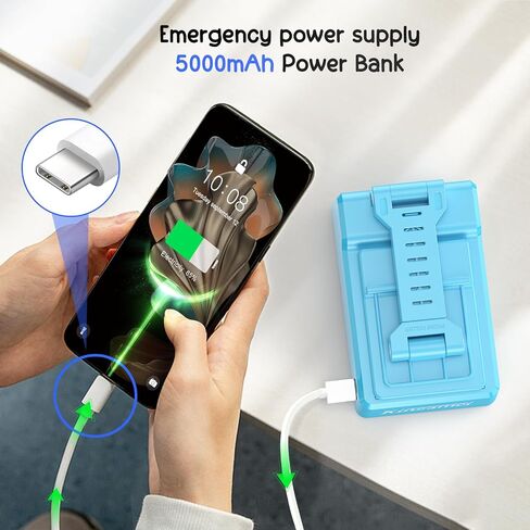 4In1 Cell Phone Stand with Speaker Bluetooth Wireless, Power Bank Foldable Phone Holder, Gifts for Mens Women, Portable Cellphone Holder with Speaker and Anti-Slip Base HD Surround Sound - Blue in Saudi Arabia