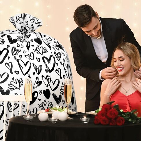 2 Pcs 80 x 60 In Valentine's Day Extra Large Gift Bags Jumbo Bike Gift Bags Oversized Red Heart Large Plastic Gift Bags for Valentines Day, Weddings, Bridal Showers, Anniversary (Red Heart) in Saudi Arabia
