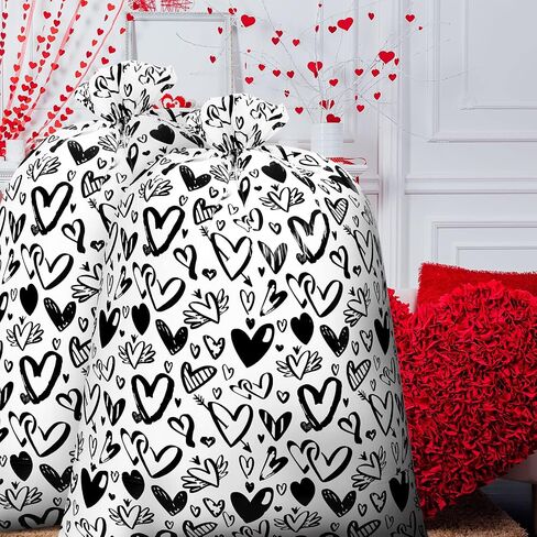 2 Pcs 80 x 60 In Valentine's Day Extra Large Gift Bags Jumbo Bike Gift Bags Oversized Red Heart Large Plastic Gift Bags for Valentines Day, Weddings, Bridal Showers, Anniversary (Red Heart) in Saudi Arabia