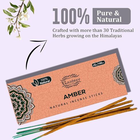 Raajsee Oudh Incense Sticks, 100%-Natural Charcoal Free Organic Non Toxic Clean Burning Handmade Insence Sticks 100 gm Pack, Meditation Gifts – Spritual Cleansing in Kuwait