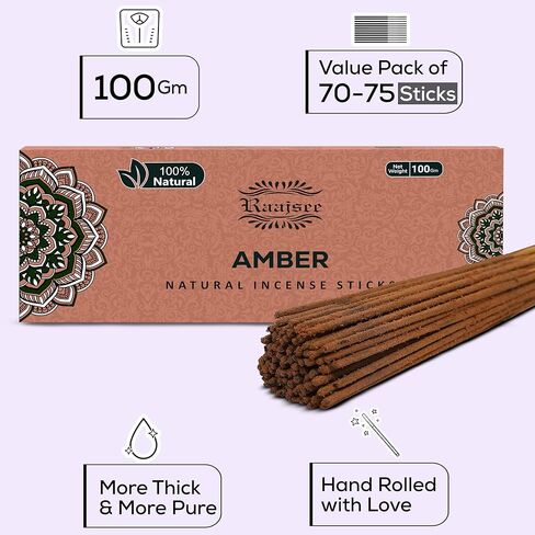 Raajsee Oudh Incense Sticks, 100%-Natural Charcoal Free Organic Non Toxic Clean Burning Handmade Insence Sticks 100 gm Pack, Meditation Gifts – Spritual Cleansing in Kuwait