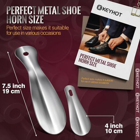KEYHOT 7.5inch Metal Shoe Horn Small -Mini Shoe Horn Stainless Steel - 2 Pack Shoe Horns Short for Travel Boots (Black) in Saudi Arabia