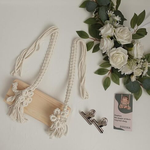 الدعائم التصوير الفوتوغرافي DICHA حديثي الولادة ، مقعد Macrame Props Props-Wooden لطلاء الصور ، الدعامة المصنوعة يدويًا مع مقاطع للاستوديوهات الخشب الطبيعي in Kuwait
