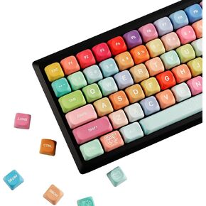 YMDK Wood PBT Keycaps MOA Profile 130 Keys Dye Sub Top Print Walnut Pattern Custom Keycap Set for MX Mechanical Keyboard 61/64/68/84/87/100/104/108% Layout