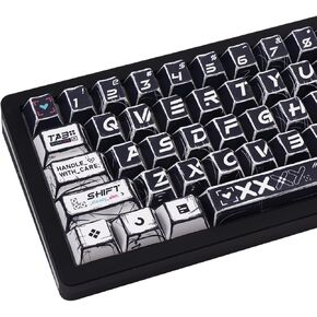 Black and White Manga Themed Keycaps 130 Keys Cherry Profile PBT Custom Key Caps Dye Sub Keyboard Keycaps Set for 60% 65% 75% 100% Cherry Gateron MX Switches Mechanical Keyboard